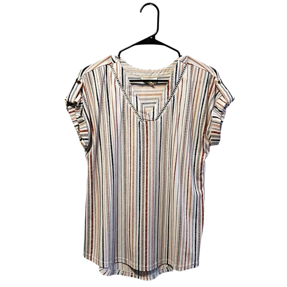 Flower & Feather V-Neck Blouse